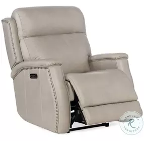 Selene Sahara Ash Leather Zero Gravity Power Recliner With Power Headrest