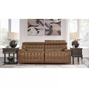 Temmpton Chocolate Leather Modular Loveseat