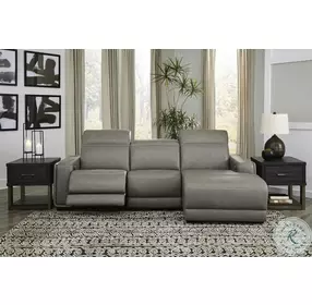 Correze Gray Press Back Small Power Reclining Sectional with RAF Chaise