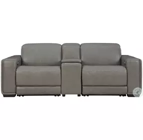 Correze Gray 89" Power Reclining Console Loveseat