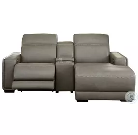 Correze Gray Console 3 Piece Small Power Reclining Sectional