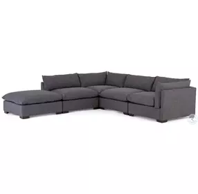 Westwood Espresso And Charcoal 4 Piece Small Sectional With Ottoman