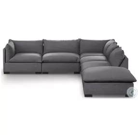 Westwood Espresso And Charcoal 5 Piece Performance Fabric Sectional With Ottoman
