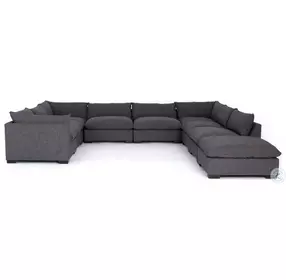 Westwood Espresso And Charcoal 8 Piece Performance Fabric Sectional With Ottoman