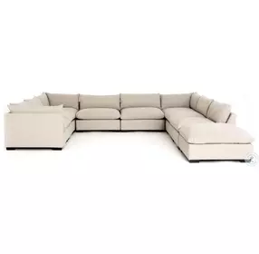 Westwood Bennett Espresso And Moon 8 Piece Performance Fabric Sectional With Ottoman