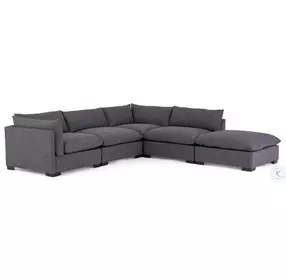 Westwood Bennett Charcoal 4 Piece Performance Fabric LAF Sectional with Ottoman