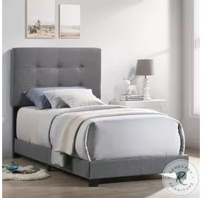 Addyson Gunmetal Twin Upholstered Panel Bed