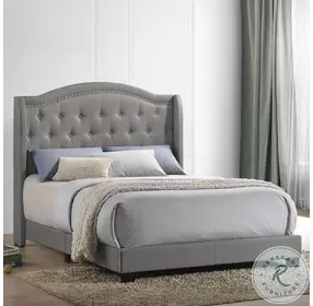 Ryhan Smoke Full Upholstered Panel Bed