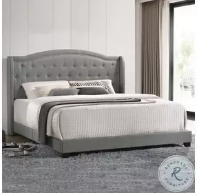 Ryhan Smoke King Upholstered Panel Bed