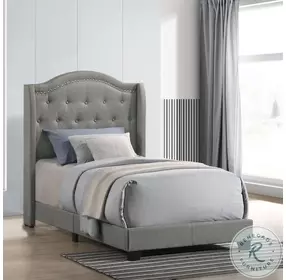 Ryhan Smoke Twin Upholstered Panel Bed