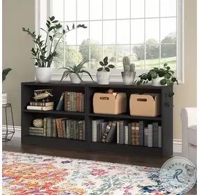 Universal Black Small 2 Shelf Bookcase Set of 2