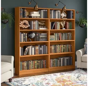 Universal Natural Cherry Tall 5 Shelf Bookcase Set of 2