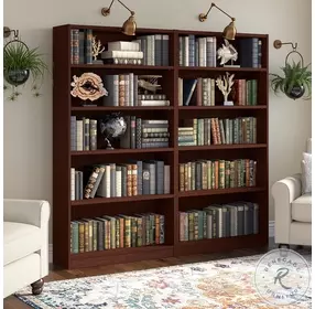 Universal Harvest Cherry Tall 5 Shelf Bookcase Set of 2
