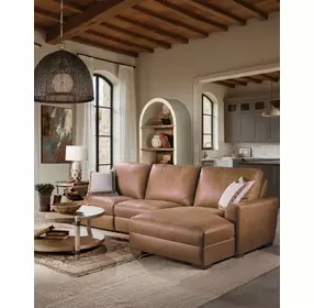 Live Beautifully Brown Leather 3 Piece Modular Power Reclining Optimus Sectional with Power Headrest