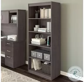 Logan Charcoal Maple 30" 5 Shelf Bookcase