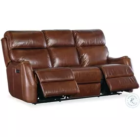 Whitaker Brown Leather Zero Gravity Power Reclining Sofa With Power Headrest