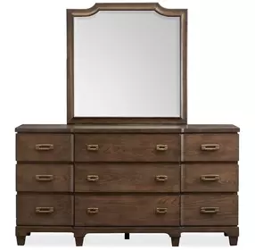 Canehurst Spiced Rum 9 Drawer Dresser with Arched Mirror