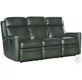 Hamilton Green Leather Power Reclining Living Room Set with Power Headrest