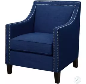 Emery Blue Accent Chair With Ottoman