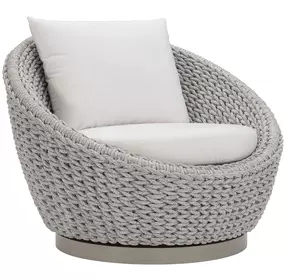 Savaii White Performance Fabric Outdoor Swivel Chair