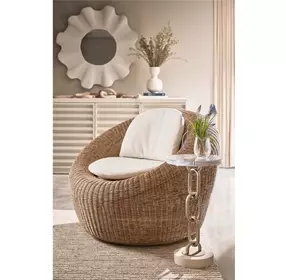 Azure Acrylic Top Round Chain Link Accent Table