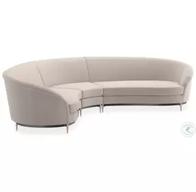 Three Company Beige Velvet 3 Piece Sectional