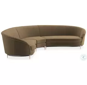 Three Company Brown Velvet 3 Piece Sectional