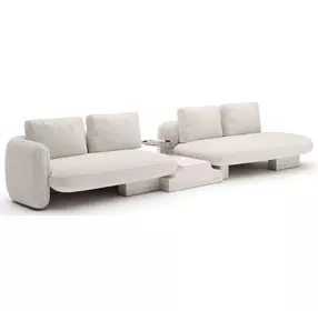 Overlap Ecru 3 Piece Modular Sectional with Armless Bumper