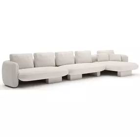 Overlap Ecru 3 Piece Modular Sectional with RAF Chaise