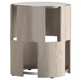 Artifacts Weathered White and Gray Round Marble Top Rhodes End Table