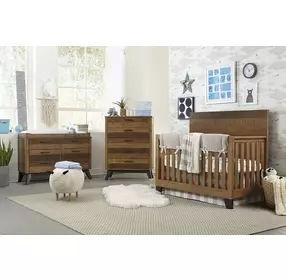 Urban Rustic Brushed Wheat and Black 6 Drawer Dresser