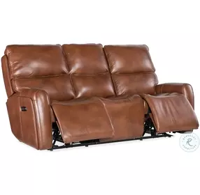 Tennyson Brown Leather Zero Gravity Power Reclining Sofa with Power Headrest And Lumbar