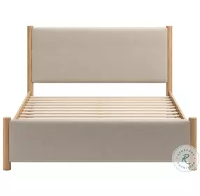 Hadi Beige And Natural Queen Upholstered Panel Bed