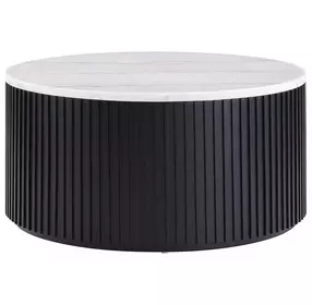 Colvin Black and White Round Marble Top Ocassional Table with Casters