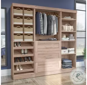 Pur Rustic Brown 86" Closet Organizer with Storage Cubbies