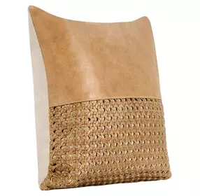 Timeless Toscano Leather Chestnut Brown Square Accent Pillow Set of 2