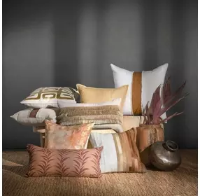 Radiant Oasis Meru Hide Tan and White Square Accent Pillow Set of 2