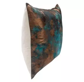 Equilibrium Onara Teal and Antique Bronze Square Accent Pillow Set of 2