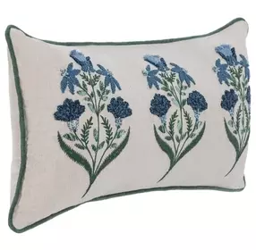 Novel Estate Belcourt Floral Natural and Blue Rectangular Accent Pillow Set of 2