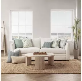 Tranquil Coasts Lessonia Blue and Cream Square Accent Pillow Set of 2