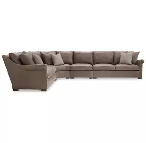 Keirnan Brown Leather 4 Piece Modular Sectional with Pillows