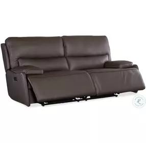 Kramer Brown Leather Zero Gravity Power Reclining Sofa With Power Headrest