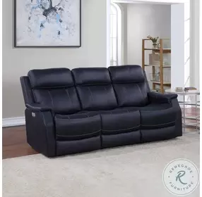 Valencia Ocean Blue Reclining 84" Sofa with Power Headrest And Footrest
