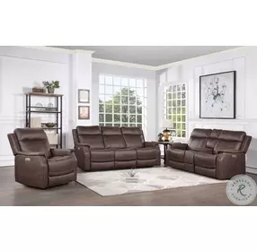 Valencia Walnut Reclining Sofa with Power Headrest And Footrest