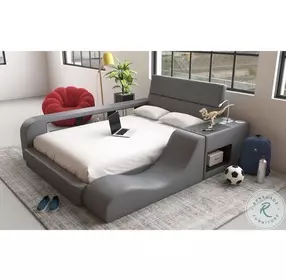 Booker Grey Full Upholstered Panel Bed