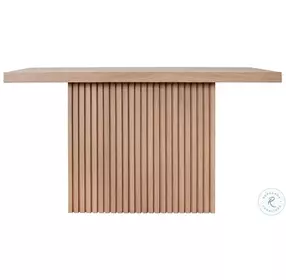 Vanna Natural Oak Slatted Pedestal Console Table