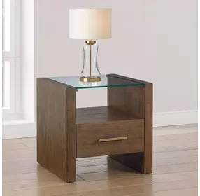 Garland Toffee Square Glass Top End Table