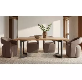 Bent Natural and Black 99" Rectangular Dining Table