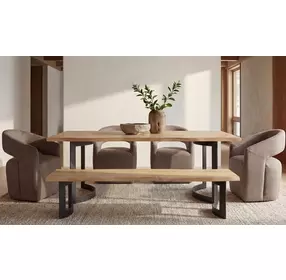 Bent Natural and Black Extra Small Dining Bench
