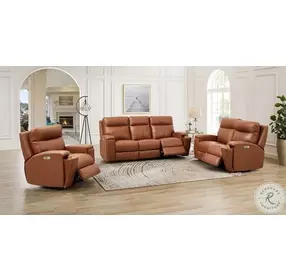 Varden Nutmeg Top Grain Leather Zero Gravity Power Reclining Loveseat with Power Headrest